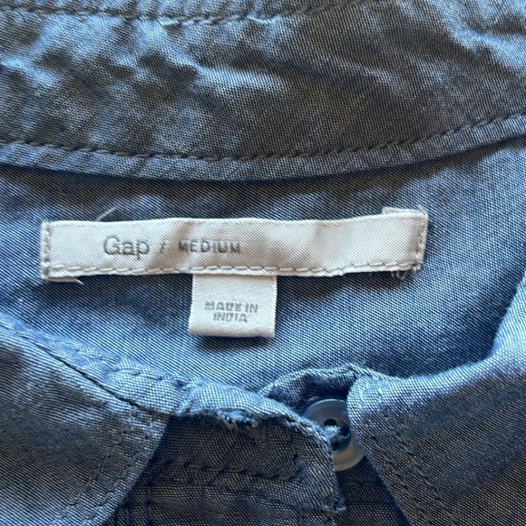 Gap Chambray Denim Dress Roll Tab Sleeve Utility Shirt Dress Size Small - Picture 9 of 11